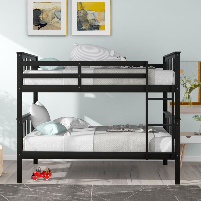 Full Over Full Bunk Bed With Ladder For Bedroom, Guest Room Furniture