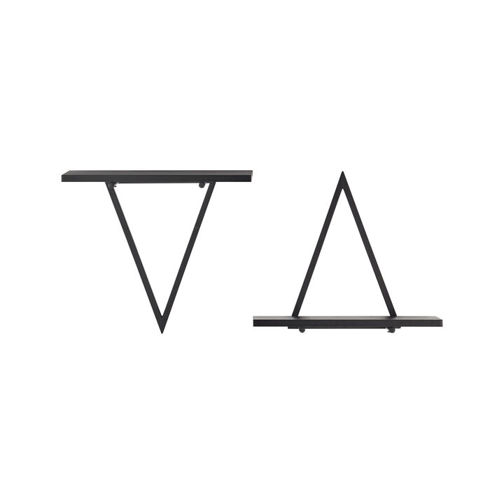 Contemporary Decorative Triangle Accent Metal Frame Wall Shelf - Reversible Configuration