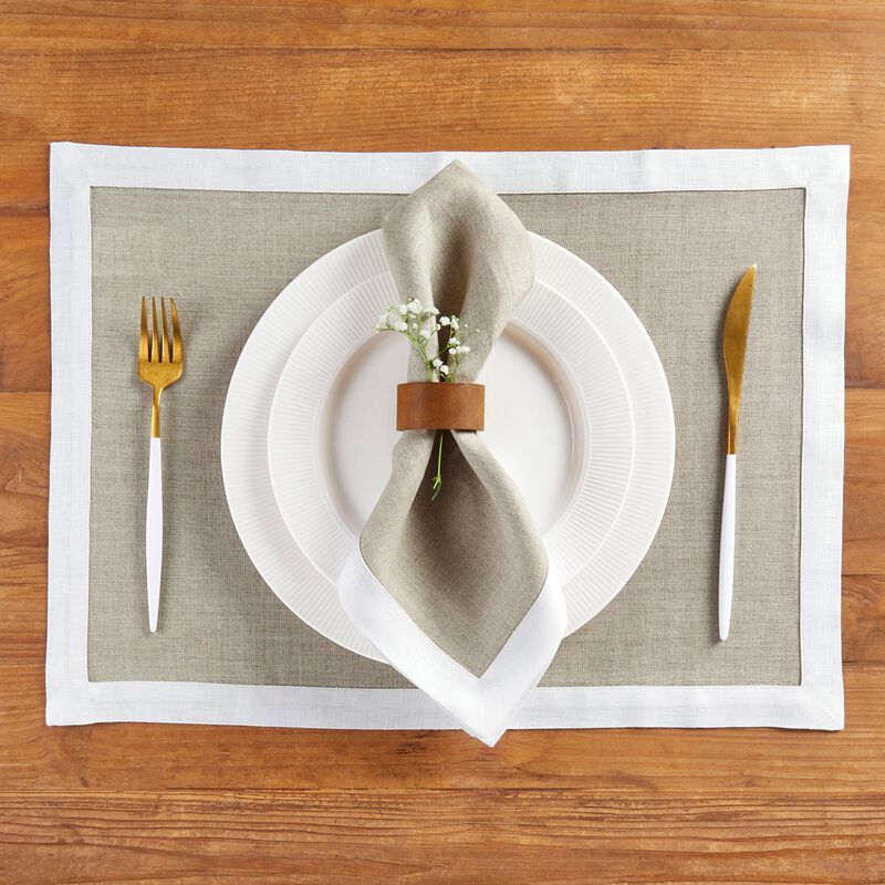Solino Home 100% Pure Linen Placemats 14 x 19 Inch Set of 4 | Classic