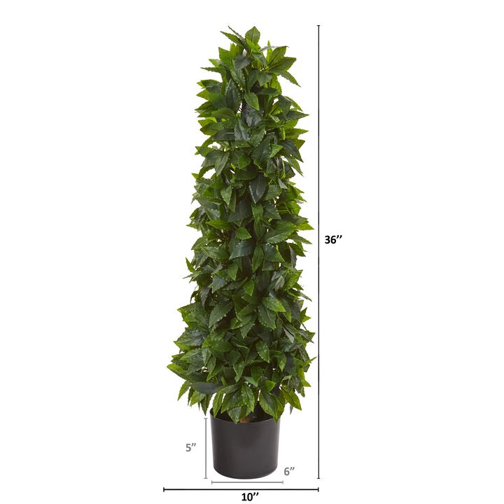 Hivvago 3 Feet Sweet Bay Cone Topiary Artificial Tree
