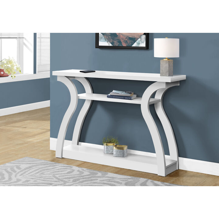 Monarch Specialties I 2438 Accent Table, Console, Entryway, Narrow, Sofa, Living Room, Bedroom, Laminate, White, Contemporary, Modern