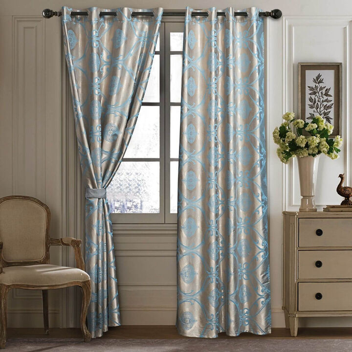 Dolce Mela Curtains Damask Jacquard Grommet Semi-Blackout