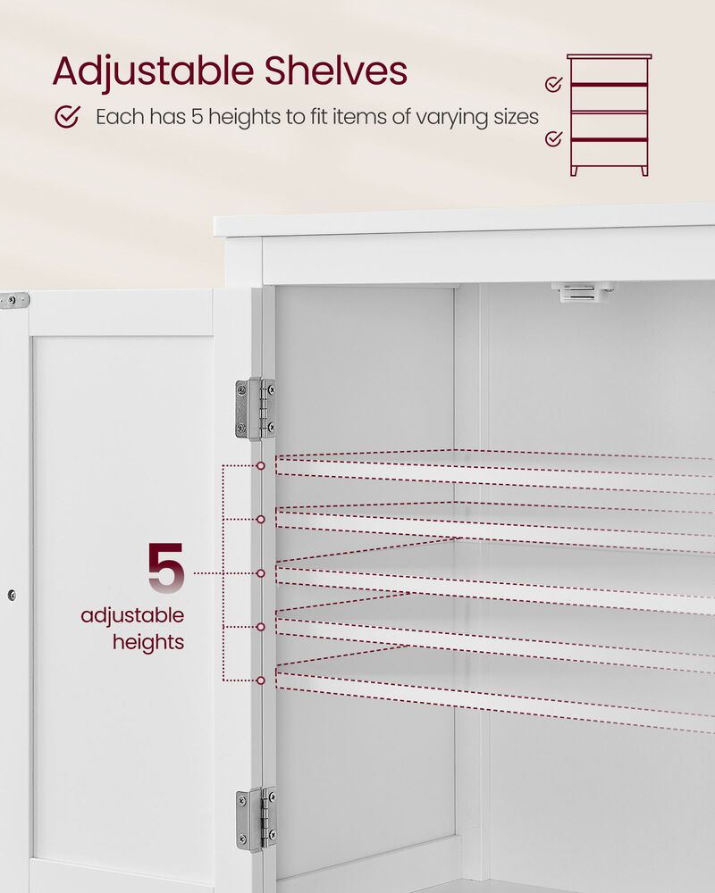 Versatile Bathroom Floor Storage Cabinet with Adjustable Shelves and Stylish Finish