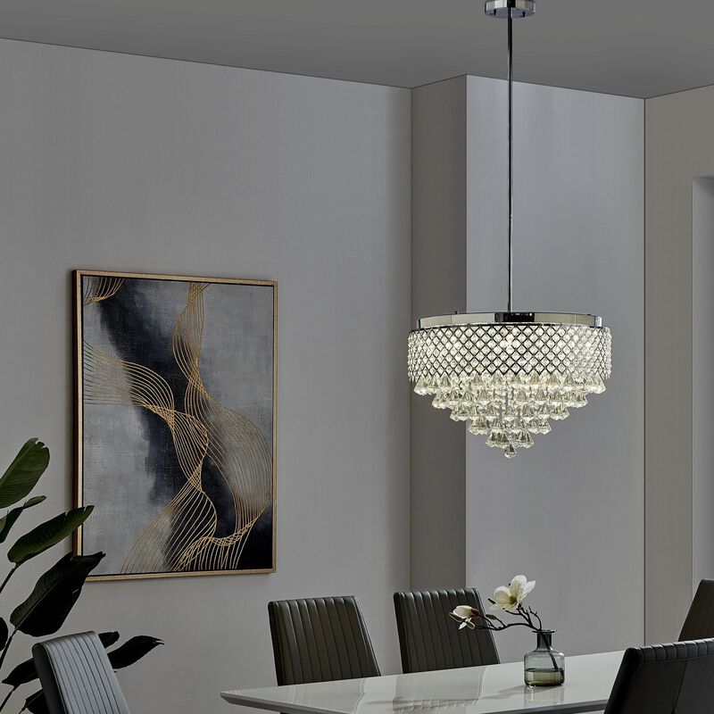 Cinderella Chandelier Chrome Metal and Crystal 12 LED Light