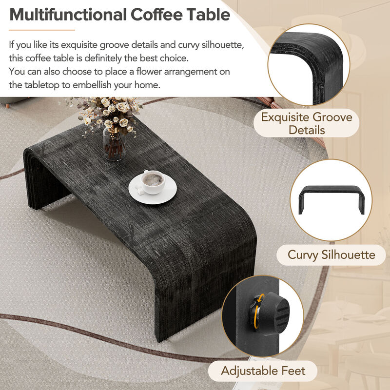 Merax Minimalist Coffee Table with Curved Edge