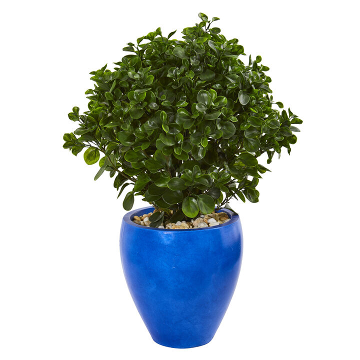 Hivvago 32" Peperomia Artificial Plant in Blue Planter UV Resistant (Indoor/Outdoor)
