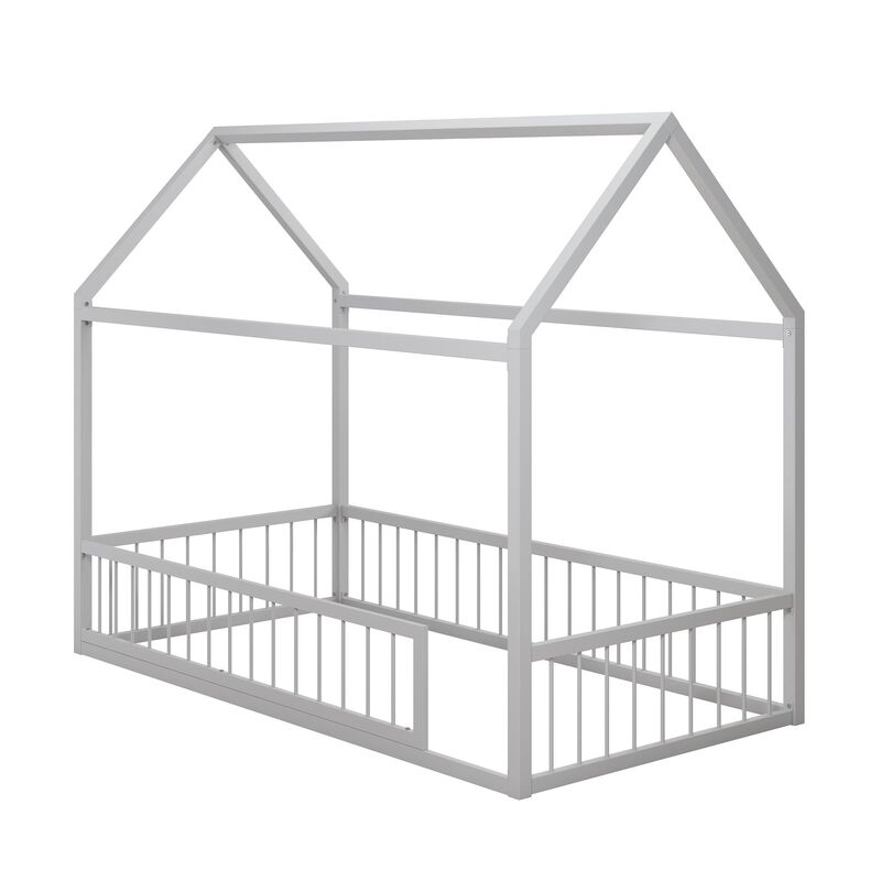 Little Seeds Skyler Metal House Bed with Rail