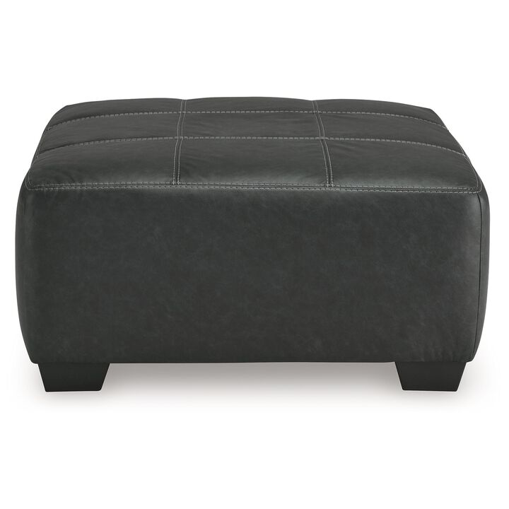 Burt Oversized Accent Ottoman, Dark Graphite Gray Polyester, 40 Inch - Benzara