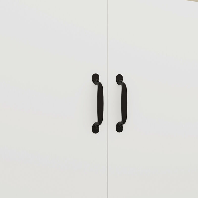 FUFU&GAGA Shoe Cabinet with Storage, 6 Drawers, Open Shelves, Spacious Top, MDF (78.7" W x 23.6" D x 35.4" H), Black & White