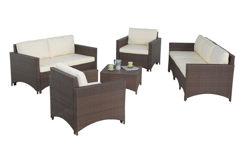 Studio Shine Collection 3-seater sofa, loveseat, 2 Armchairs and coffee table conversation set