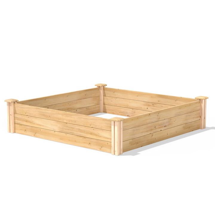 QuikFurn 4ft x 4ft Outdoor Cedar Wood Raised Garden Bed Planter Box