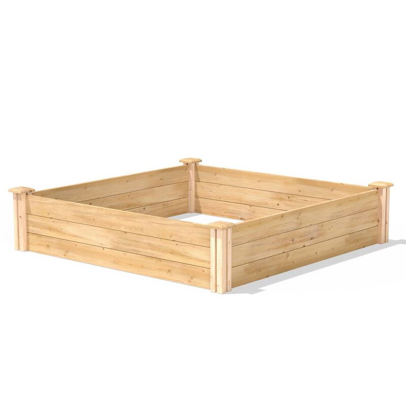 QuikFurn 4ft x 4ft Outdoor Cedar Wood Raised Garden Bed Planter Box