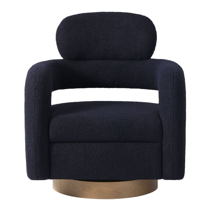 WestinTrends Mid-Century Modern Sherpa Swivel Barrel Accent Chair