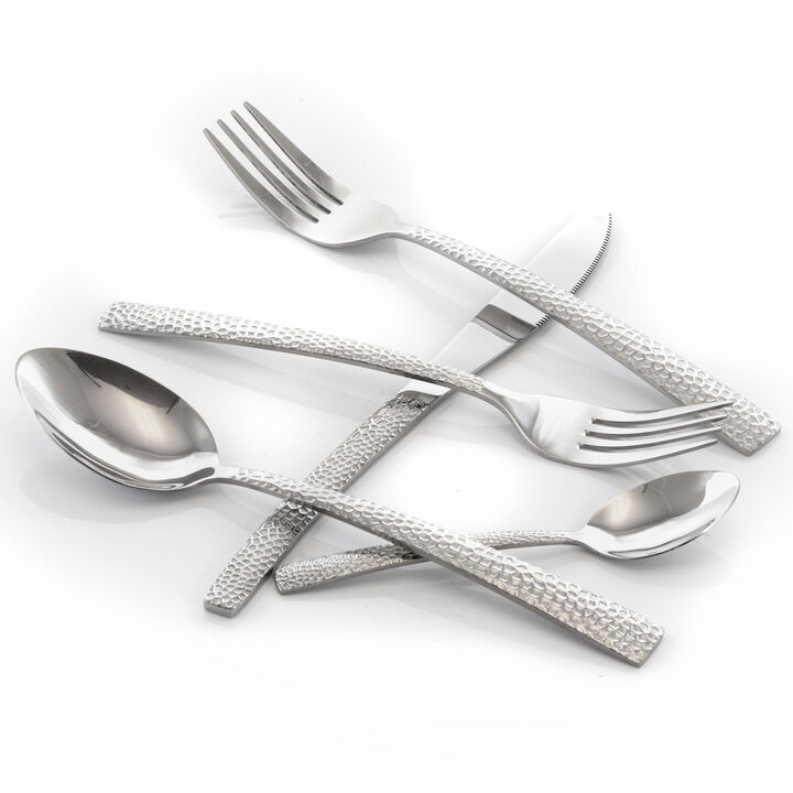 MegaChef Baily 20 Piece Flatware Utensil Set, Stainless Steel Silverware Metal Service for 4 in Silver