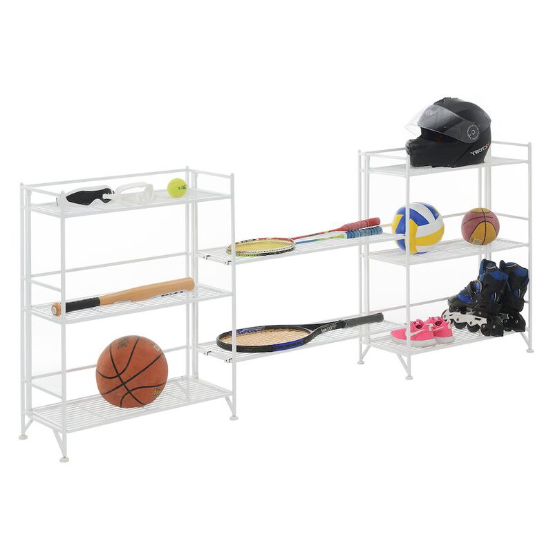 Convenience Concepts 3 Tier Wide Folding Metal Shelves with Set of 2 Deluxe Extension Shelves