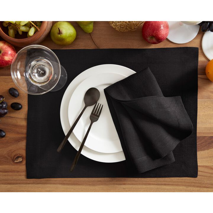 Solino Home 100% Pure Linen Placemats  Set of 6, 14 x 19 Inch | Sonoma