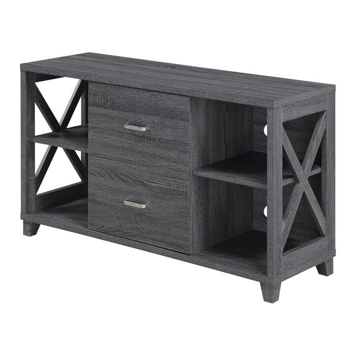 Convenience Concepts Oxford Deluxe 2 Drawer TV Stand with Shelves for TVs up to 55 Inches, Gray