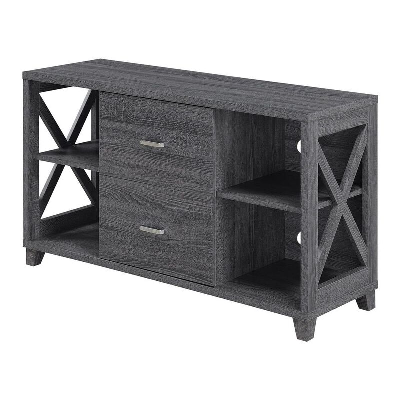 Convenience Concepts Oxford Deluxe 2 Drawer TV Stand with Shelves for TVs up to 55 Inches, Gray