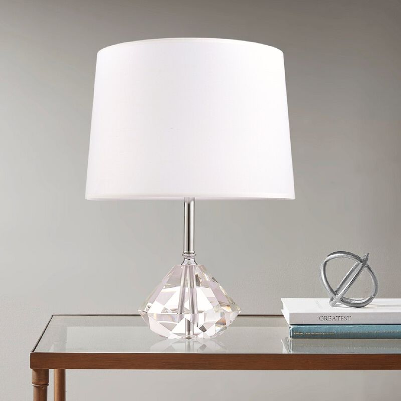 Pasargad Home Tortona Metal & Acrylic Table Lamp, White/Clear