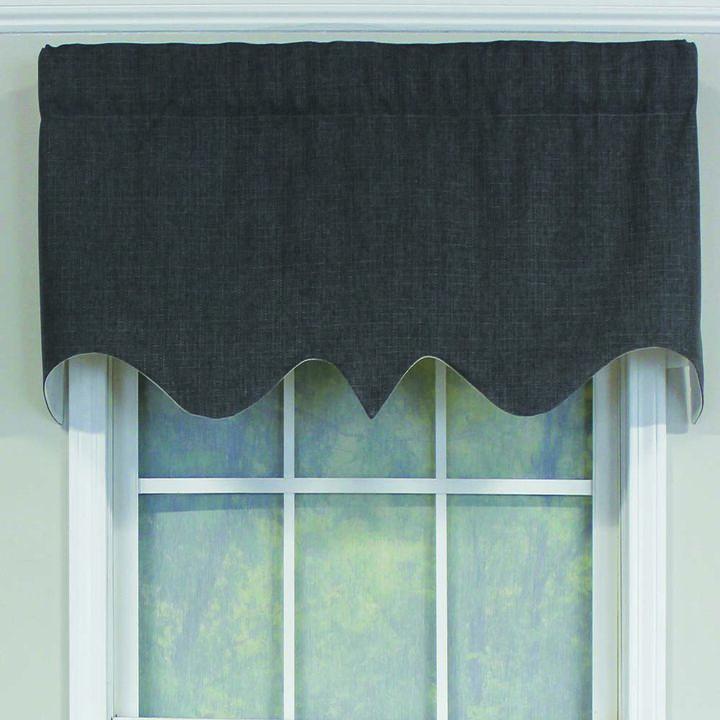 RLF Home R-Crosby Essential Solid Color Fabric Printed Regal Valance 3" Rod Pocket 50" x 17" Iron Charcoal