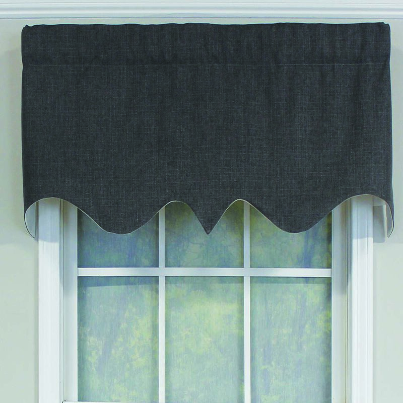 RLF Home R-Crosby Essential Solid Color Fabric Printed Regal Valance 3" Rod Pocket 50" x 17" Iron Charcoal