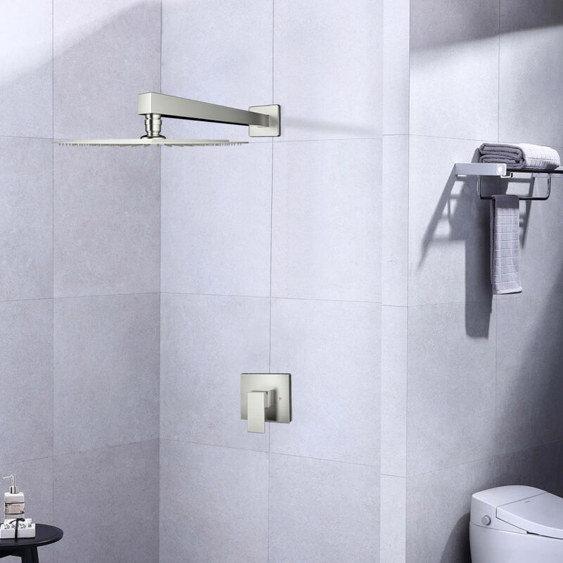 Wall Mounted Shower Faucet In Brushed Nickel (Valve Included)