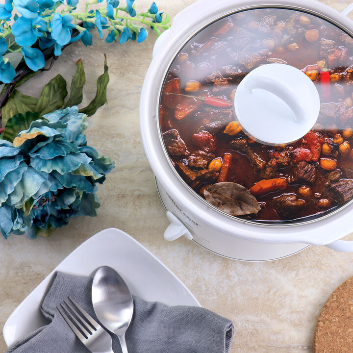 Better Chef 3 Quart Round Slow Cooker with Removable Stoneware Crock in White