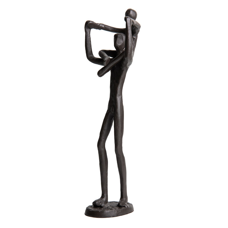 Proud Parent Holding Child Up Contemporary Iron Sculpture Statue