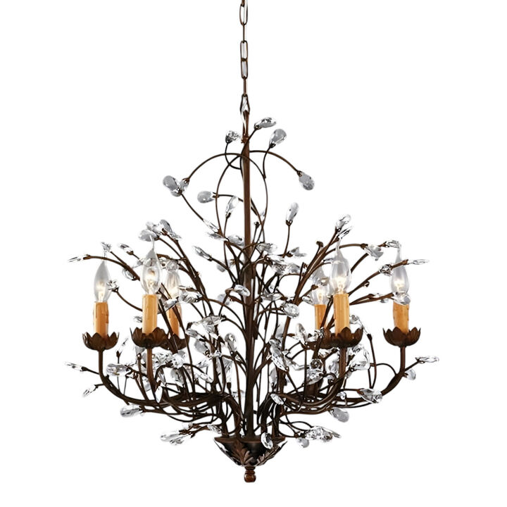 Crystal and Iron Chandelier Light – Modern Pendant Lighting with Stunning Crystal Detailing