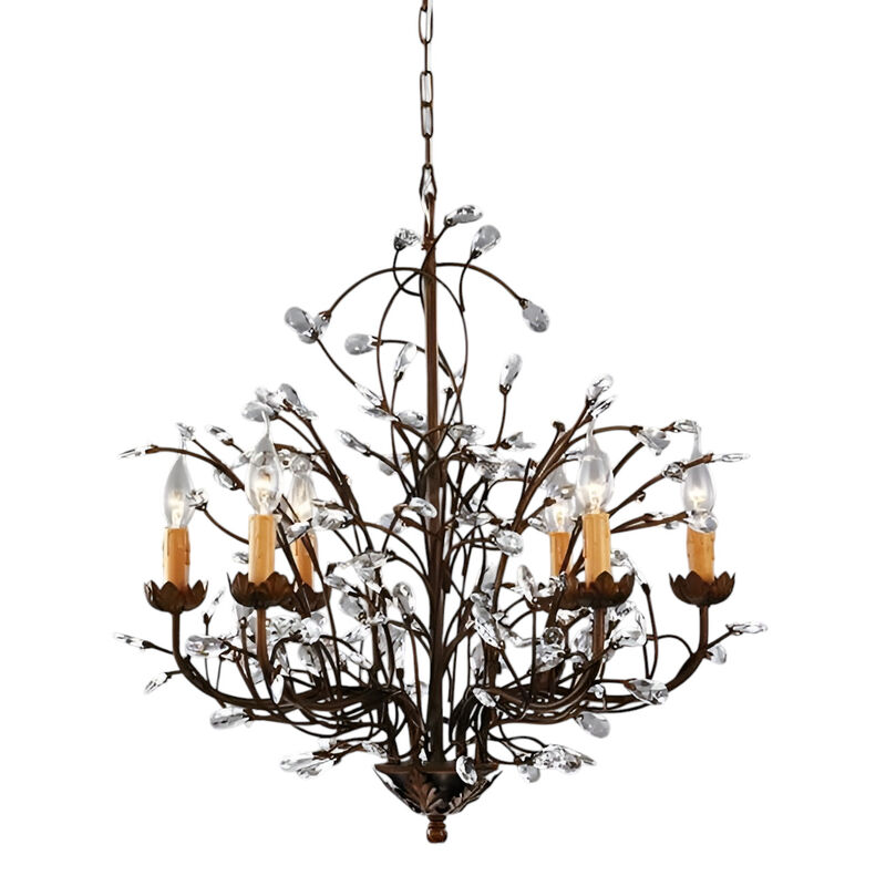 Crystal and Iron Chandelier Light – Modern Pendant Lighting with Stunning Crystal Detailing