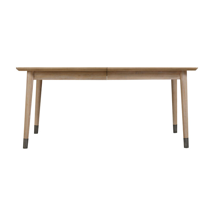68-82 Inch Extendable Dining Table, Rectangular Top, Cone Legs, Brown Wood - Benzara