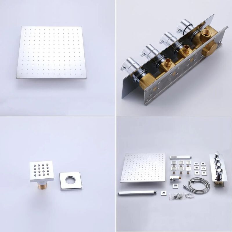 Luxury Thermostatic Mixer Shower System Combo Set Shower Head And Handshower