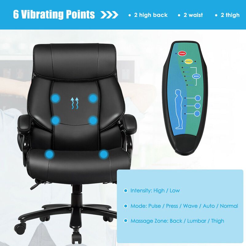 Big & Tall 400lb PU Leather Massage Office Chair