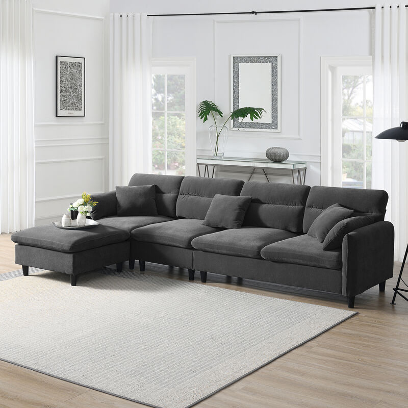 Merax Modern 5 Seats Convertible Sectional Chenille Sofa
