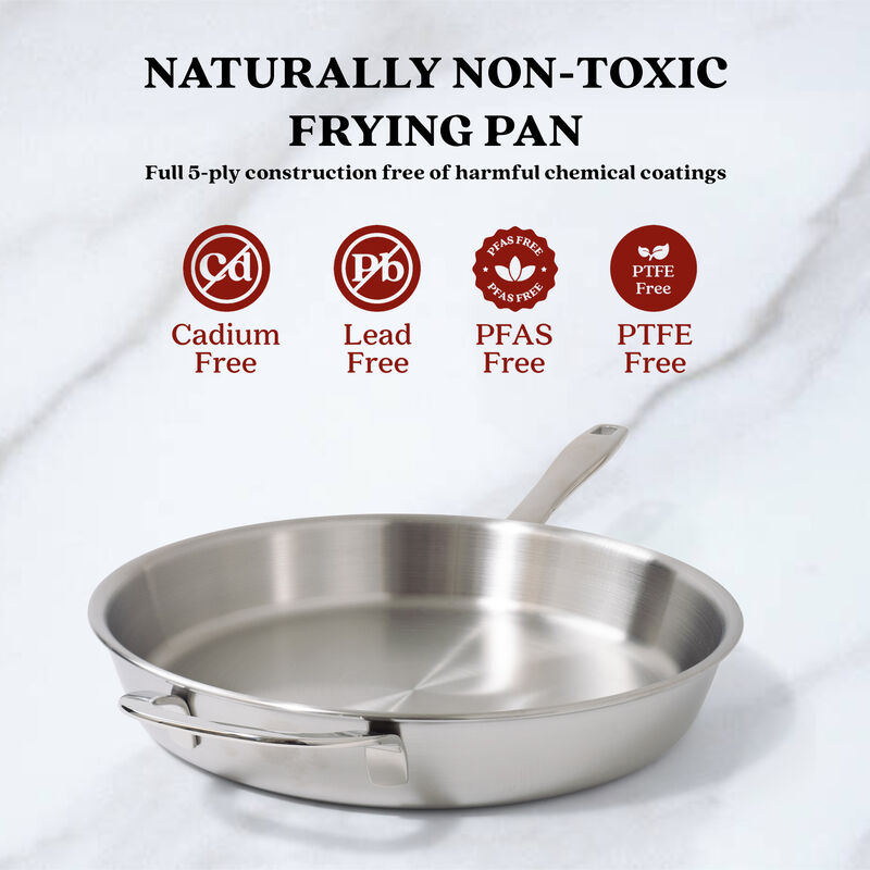 Alva Maestro 5-Ply Stainless Steel Frying Pan, Durable Induction Pan, Non Toxic Cookware, Stay Cool Handle - 11"