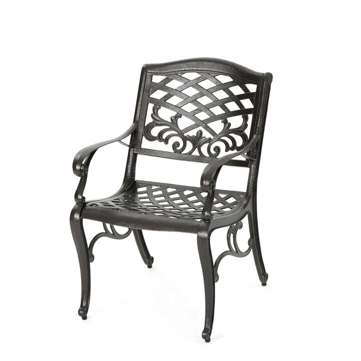Elegant Traditional Dining Chairs with Aluminum Frame and Floral Accents