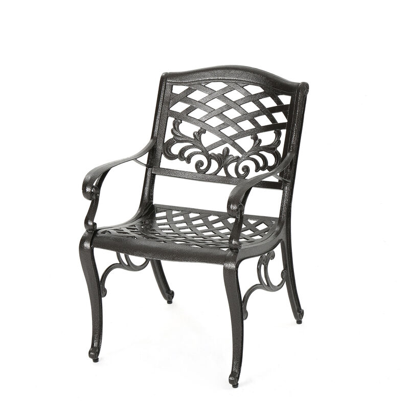 Elegant Traditional Dining Chairs with Aluminum Frame and Floral Accents