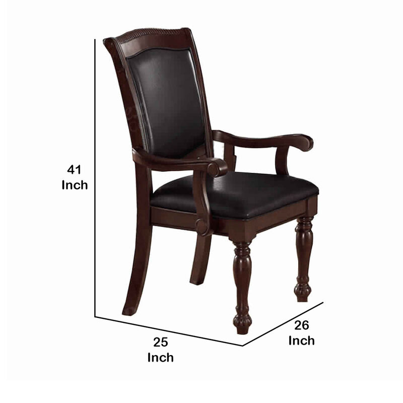 Old Style Rubber Wood Arm Chair Set Of 2 Brown-Benzara
