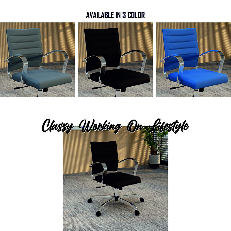 LeisureMod Office Upholstered Mesh Mid-Back Computer Ergonomic Adjustable Modern Task Chair with Swivel and Tilt Benmar Series