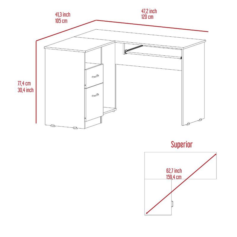 L-Shaped Desk Bradford, Office, Light Gray