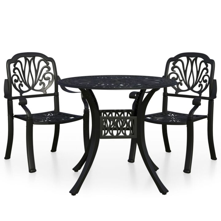 vidaXL 3 Piece Bistro Set Cast Aluminum Black