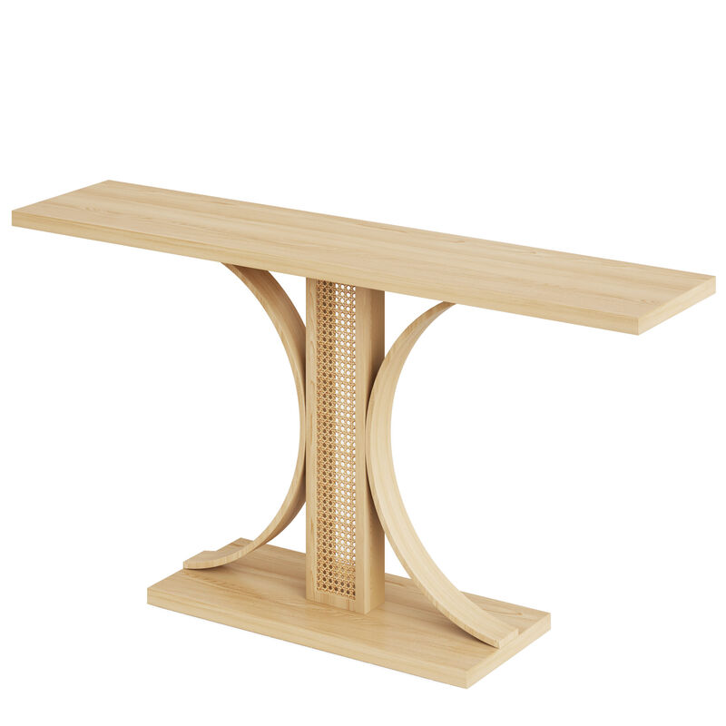 55 inch rattan entrance table, farmhouse corridor table, wooden entrance table, narrow sofa table, can be placed in corridors, lobbies, behind sofas, living rooms, corridors