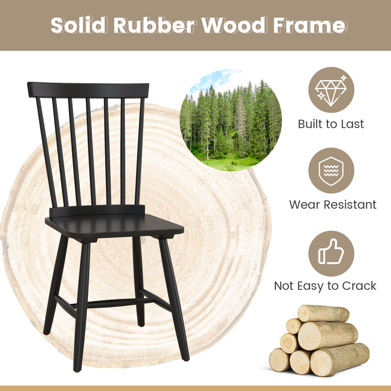 Set of 2 Windsor Dining Chairs with High Spindle Back