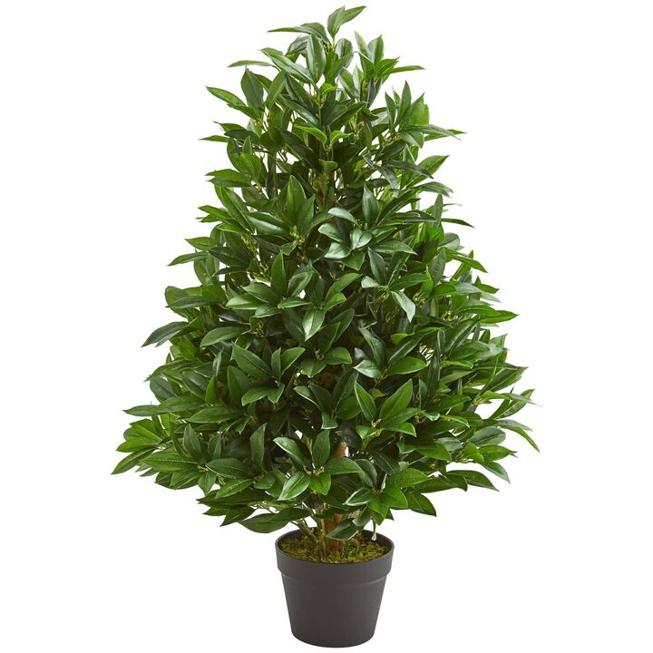 Nearly Natural 3-ft Bay Leaf Artificial Tree UV Resistant (Indoor/Outdoor)