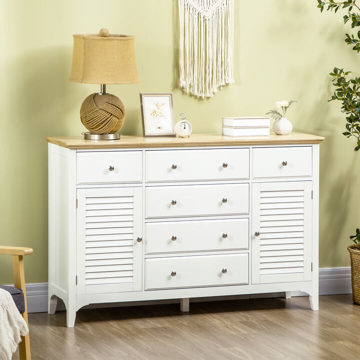 White Kitchen Buffet: Modern Sideboard with Rubberwood Top