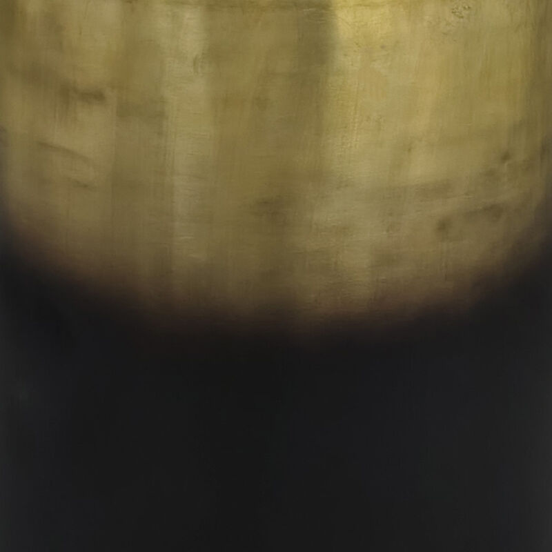 Dyan Side Table, 16.5 Inch Round Drum Shape, Black, Gold Antique Brass Ombre