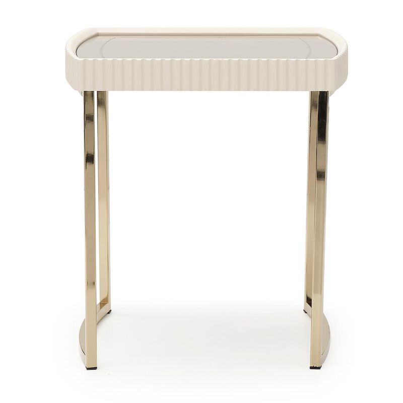 Michael Amini Lisbon Side Table - Silken Matte Cream