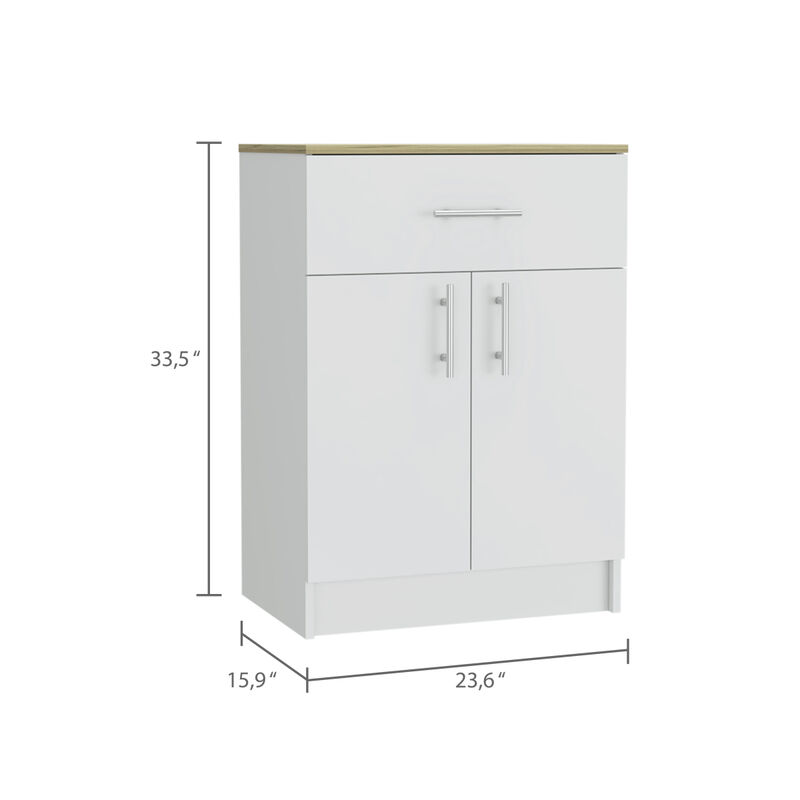 Wilmington 1-Drawer Rectangle Pantry Cabinet White And Light Oak