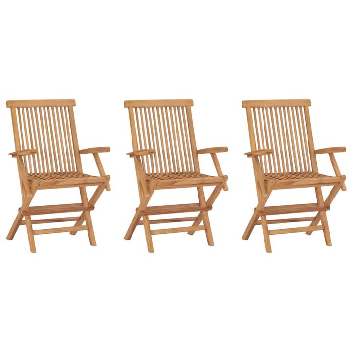 vidaXL Folding Patio Chairs 3 pcs Solid Teak Wood