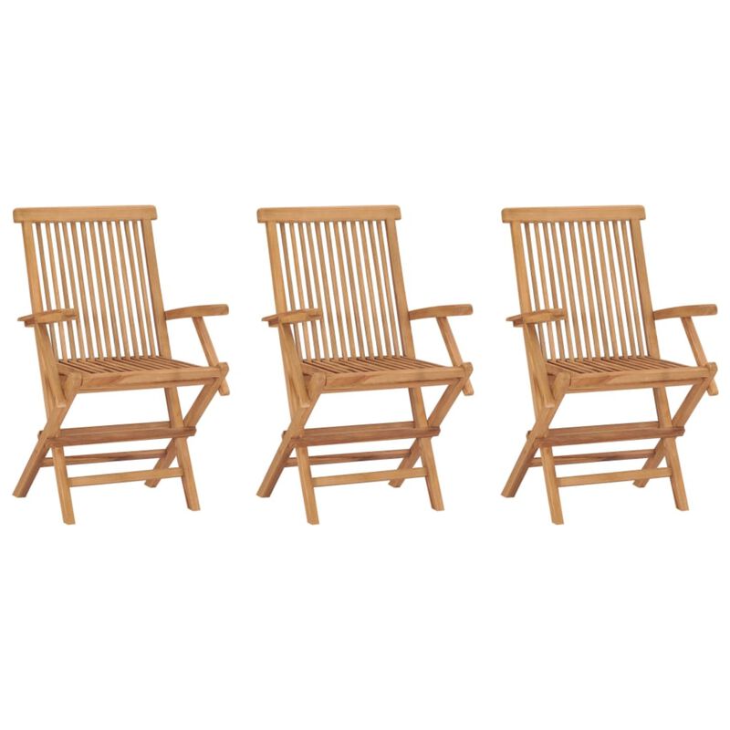 vidaXL Folding Patio Chairs 3 pcs Solid Teak Wood